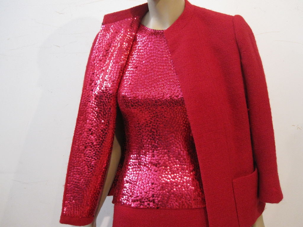 Norman Norell Iconic Tweed Suit w/ Sequin Blouse and Lining! 1