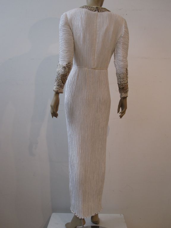 Mary McFadden Gorgeous Fortuny-Style Gown w/ Beaded Detail 1