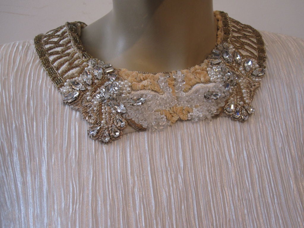 Mary McFadden Gorgeous Fortuny-Style Gown w/ Beaded Detail 3