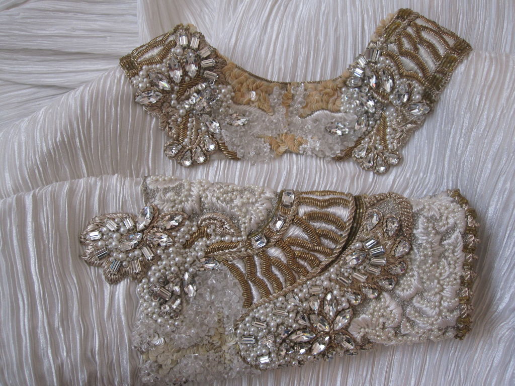 Mary McFadden Gorgeous Fortuny-Style Gown w/ Beaded Detail 4