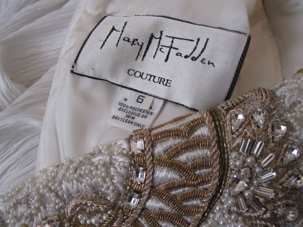 Mary McFadden Gorgeous Fortuny-Style Gown w/ Beaded Detail 5