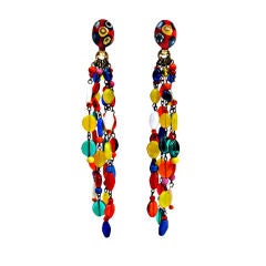 Multi-Color Millefiori Glass Chandelier Earrings