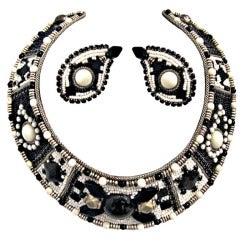 70s Beaded Collar and Matching Earrings