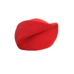 Coup de Chapeau 80s Red Sculptural Felt Hat