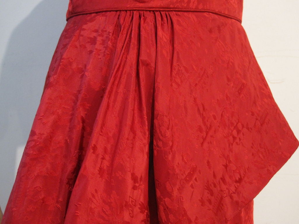 Ceil Chapman 50s Spectacular Red Jacquard Holiday Dress 3