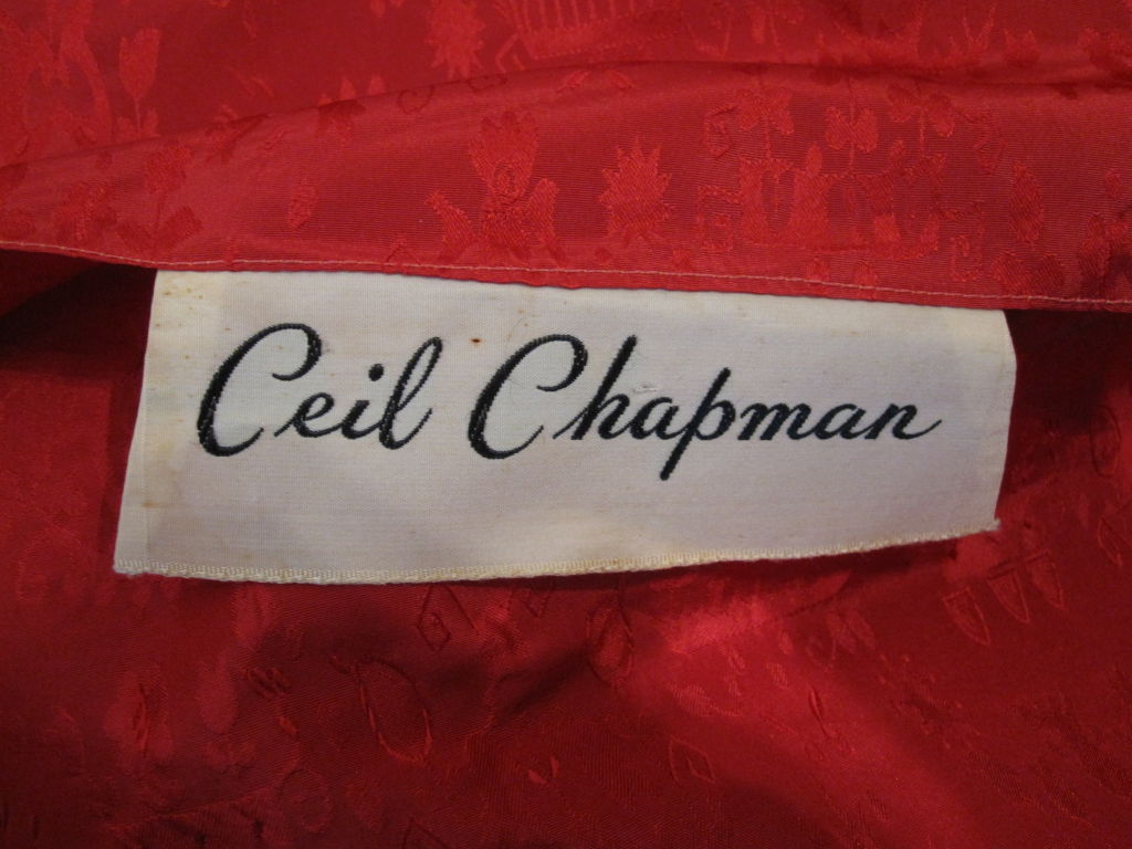 Ceil Chapman 50s Spectacular Red Jacquard Holiday Dress 4