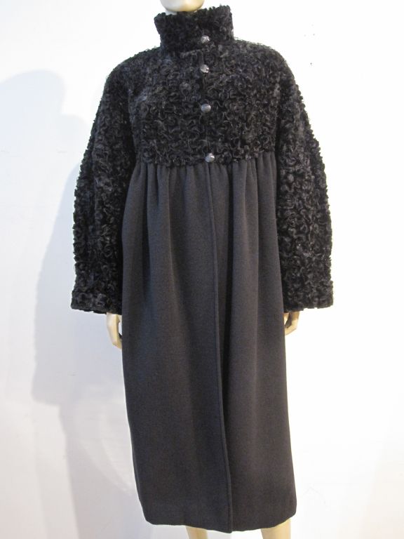 80s Fendi black wool smock style coat with 