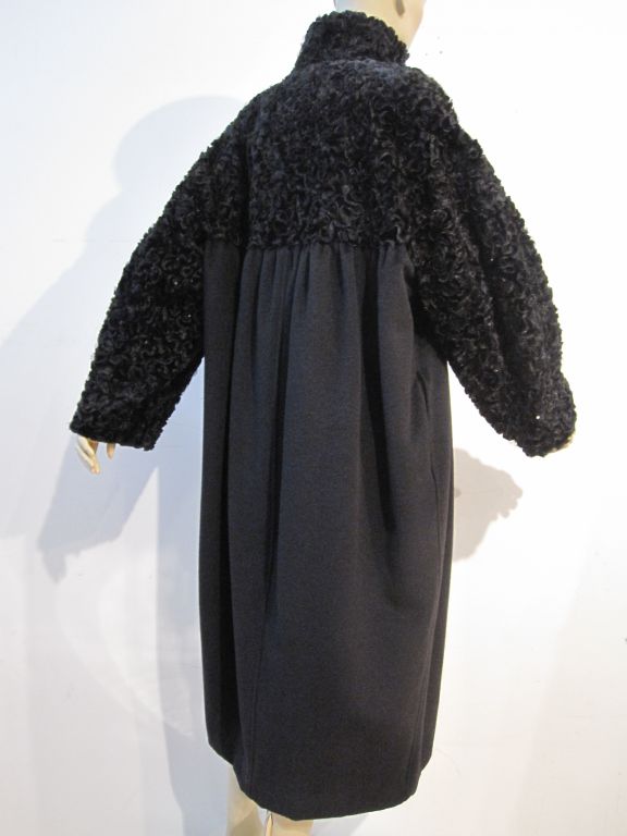 Fendi Ribbon and Chenille  Embellished Wool Smock Coat 2