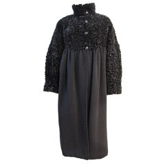 Vintage Fendi Ribbon and Chenille  Embellished Wool Smock Coat