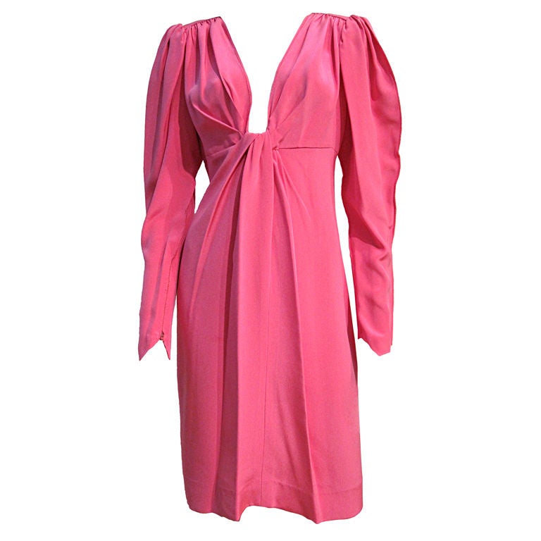 Tarquin Ebker Pink Crepe Cocktail Dress w/ Empire Style at 1stDibs