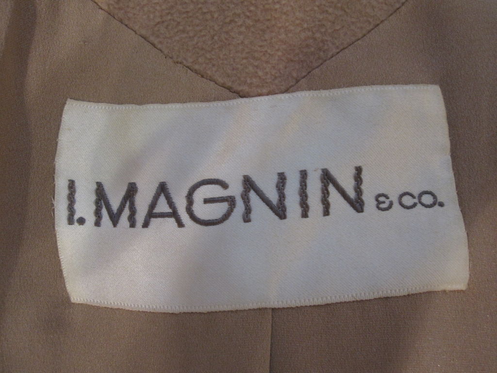 I. Magnin 50s Camel Cashmere and Lynx Trapeze Coat at 1stDibs