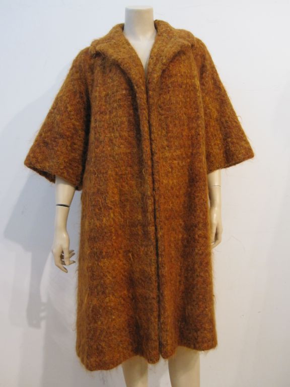 Lilli Ann Early 60s Sienna Tweed Trapeze Coat
