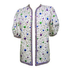 60s James Galanos Rhinestone and Embroidery Embellished Jacket
