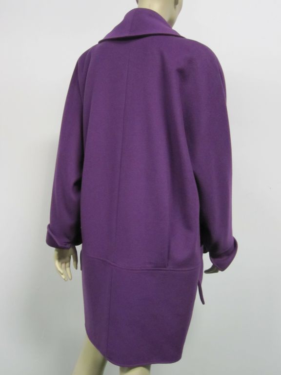Women's 80s Karl Lagerfeld Royal Purple Double Breasted Cocoon Coat