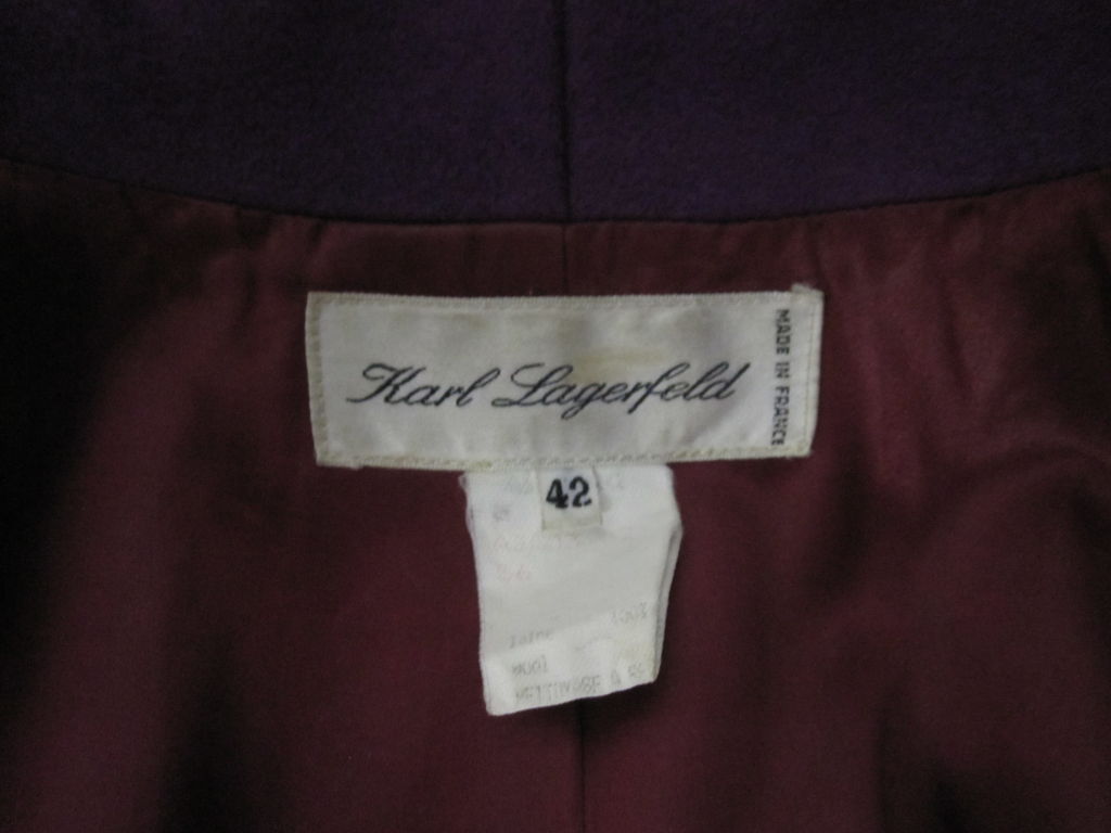 80s Karl Lagerfeld Royal Purple Double Breasted Cocoon Coat 3
