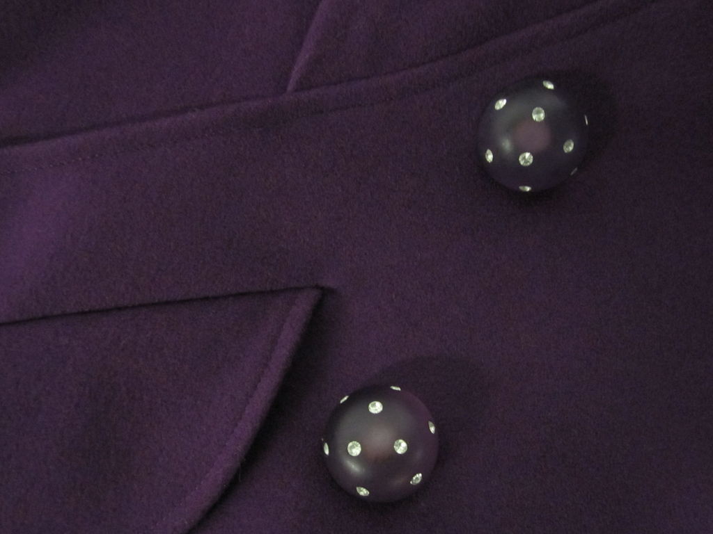 80s Karl Lagerfeld Royal Purple Double Breasted Cocoon Coat 4