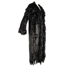 Retro Neiman Marcus 70s Maxi Coat in Stoat Fur with Tail Fringe