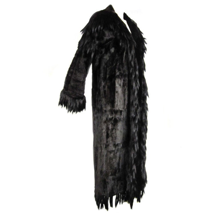 Neiman Marcus 70s Maxi Coat in Stoat Fur with Tail Fringe at 1stdibs