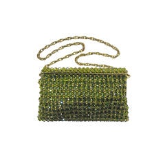 Retro French 50s Peridot Beaded Evening Bag