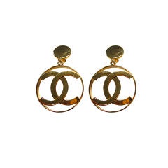Chanel Gold-Tone "Double C" Logo Earrings