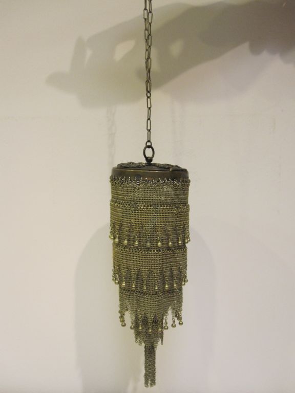 1920s Exquisite Art Deco Cylindrical Chainmail Fringed Handbag
