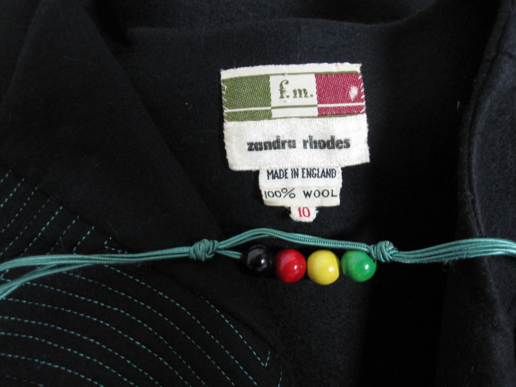 Zandra Rhodes Wool Felt Smock Coat w/ Bead Embellishment 5