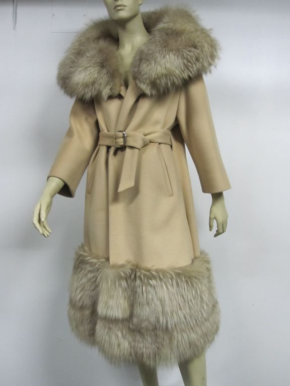 60s Camel Coat with Extravagant Fox Fur Trim