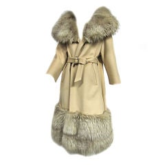 60s Camel Coat with Extravagant Fox Fur Trim