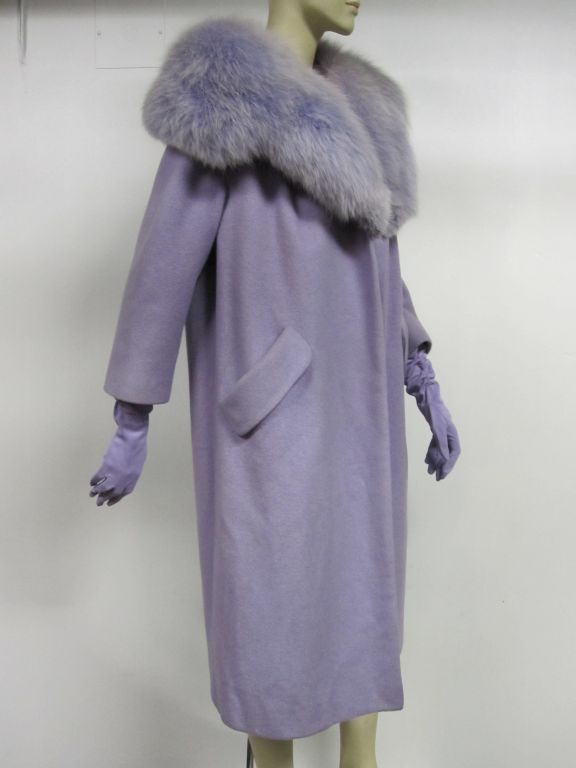 Incredible 50s Violet Coat w/ Huge Matching Fox Collar 1