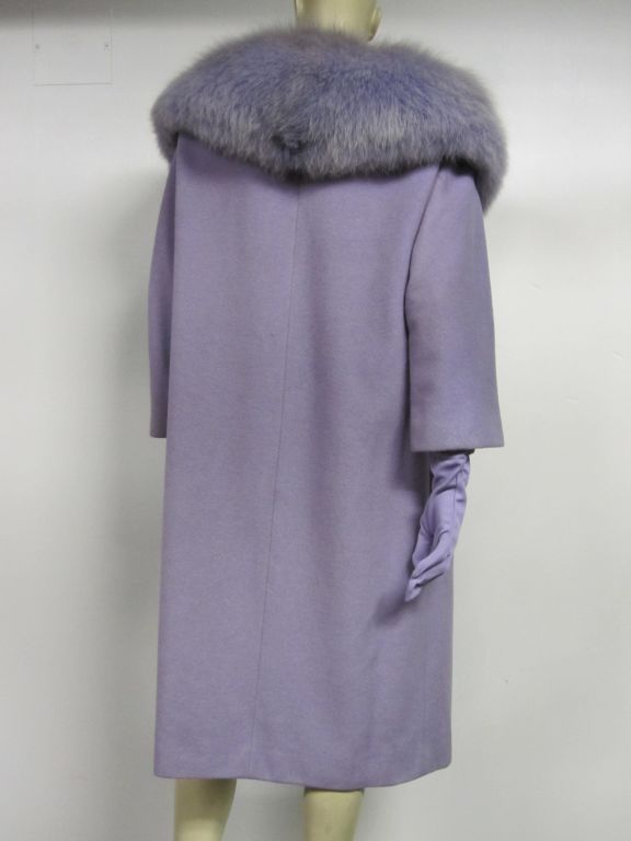 Incredible 50s Violet Coat w/ Huge Matching Fox Collar 2