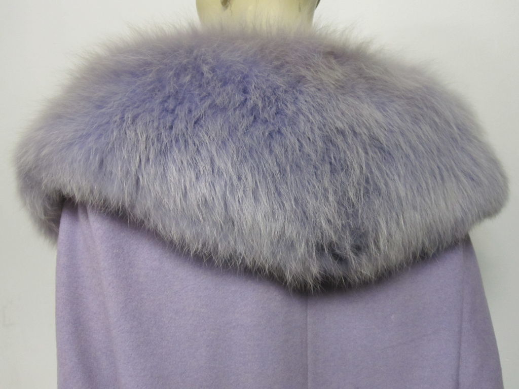 Incredible 50s Violet Coat w/ Huge Matching Fox Collar 3