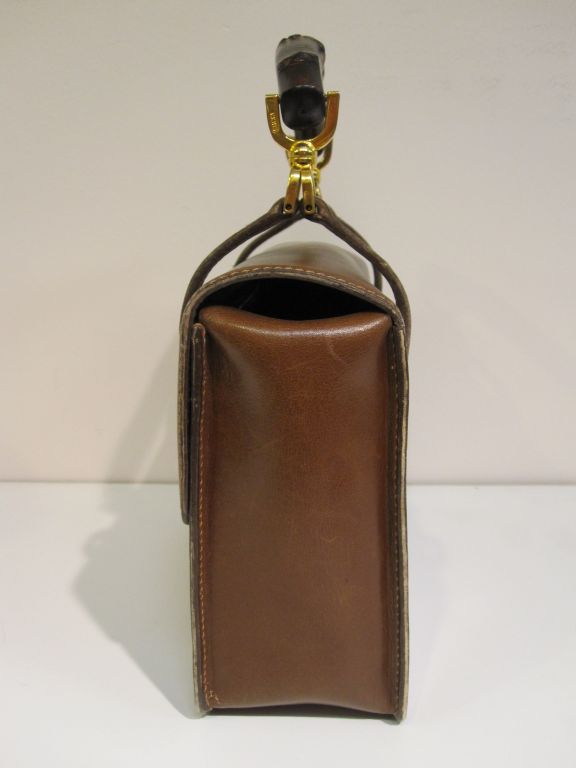 Women's 60s Gucci Leather Bag with Bamboo Handle