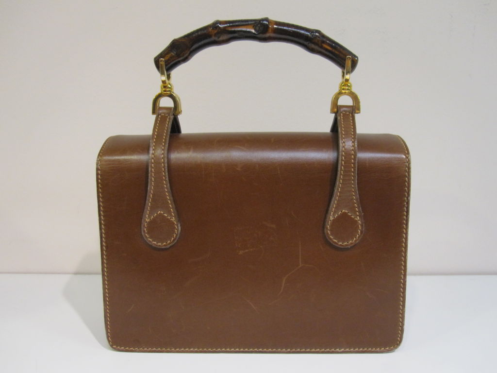 60s Gucci Leather Bag with Bamboo Handle 1