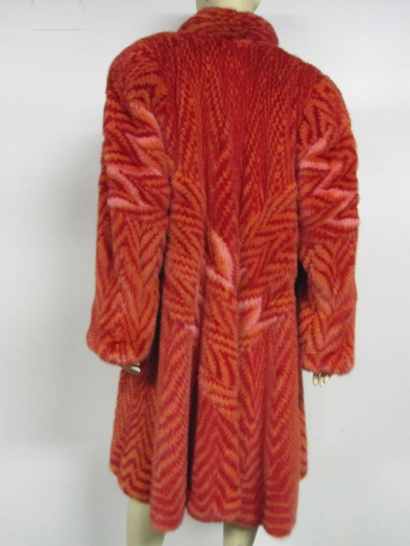 Wild Zandra Rhodes Designed Mink Coat in Pink Orange and Red! 1
