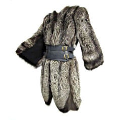 Luxurious 40s Silver-Tipped Fox Fur Coat with Scalloped Hem