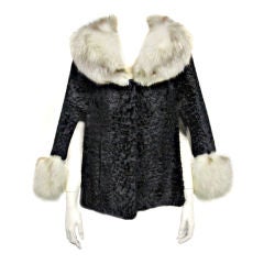 Vintage 60s Persian Lamb Cape with Lush Fox Fur Trim and Collar