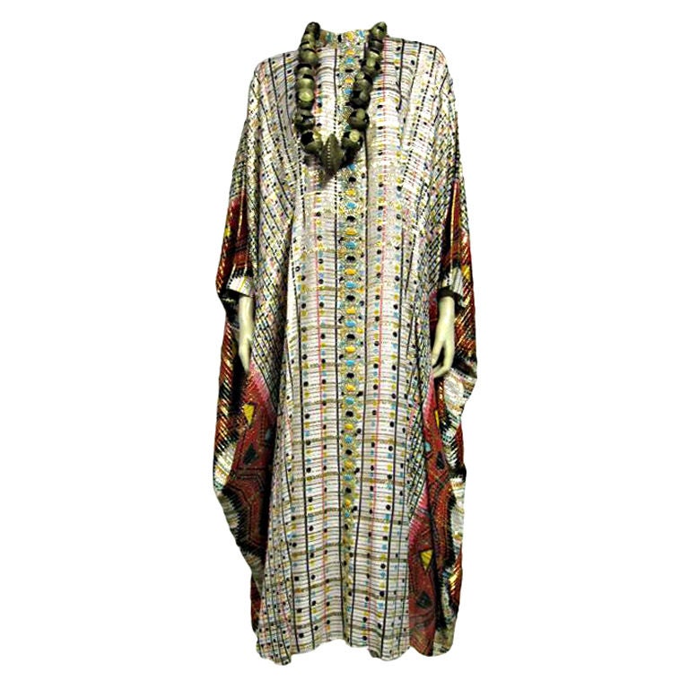 Saks Fifth Avenue Lamé Indian-Inspired Graphic Caftan