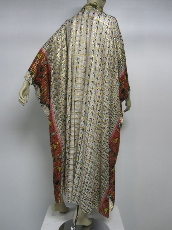 Saks Fifth Avenue Lamé Indian-Inspired Graphic Caftan 2
