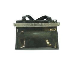 Karl Lagerfeld Patent Leather Handbag with Industrial Hardware