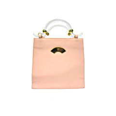 Vintage Karl Lagerfeld Pink Neoprene  Handbag with Lucite Handles