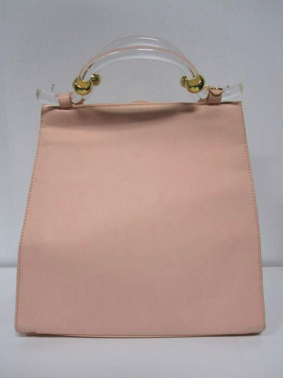 Women's Karl Lagerfeld Pink Neoprene  Handbag with Lucite Handles