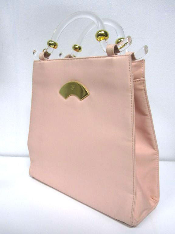 Karl Lagerfeld Pink Neoprene  Handbag with Lucite Handles 1