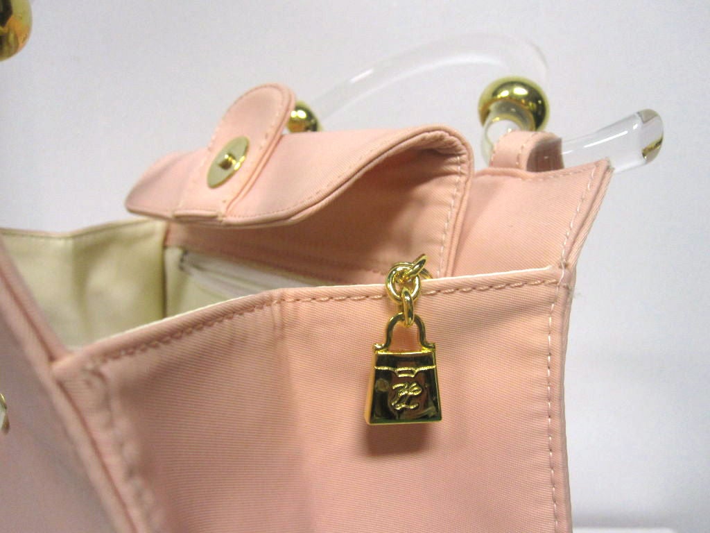 Karl Lagerfeld Pink Neoprene  Handbag with Lucite Handles 2