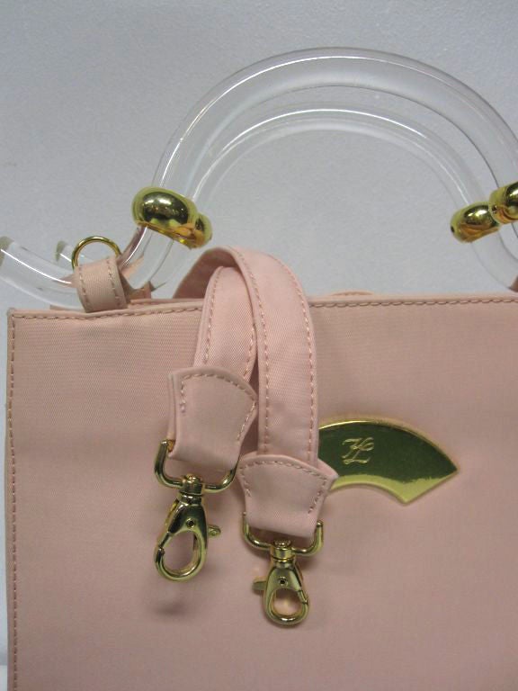 Karl Lagerfeld Pink Neoprene  Handbag with Lucite Handles 3