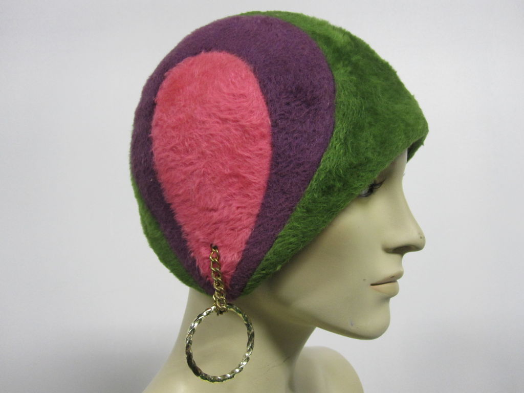 Adolfo 60s Super Mod Velour Cloche with Original 