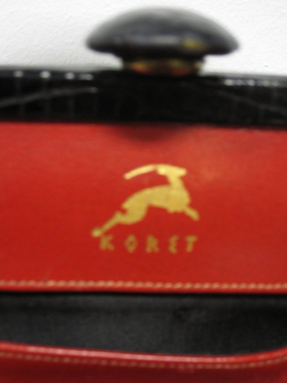 Koret 50s Alligator Handbag with Red Leather Lining! 2