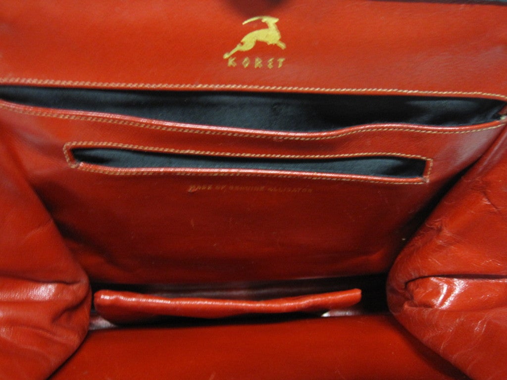 Koret 50s Alligator Handbag with Red Leather Lining! 3