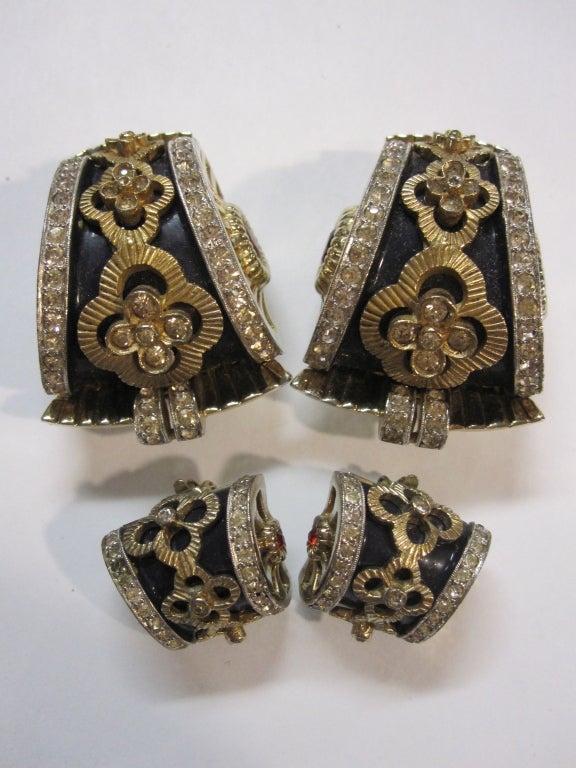 A wonderful 4 piece suite of dress clips (or fur clips) and matching earrings from Joseph Mazer (marked 