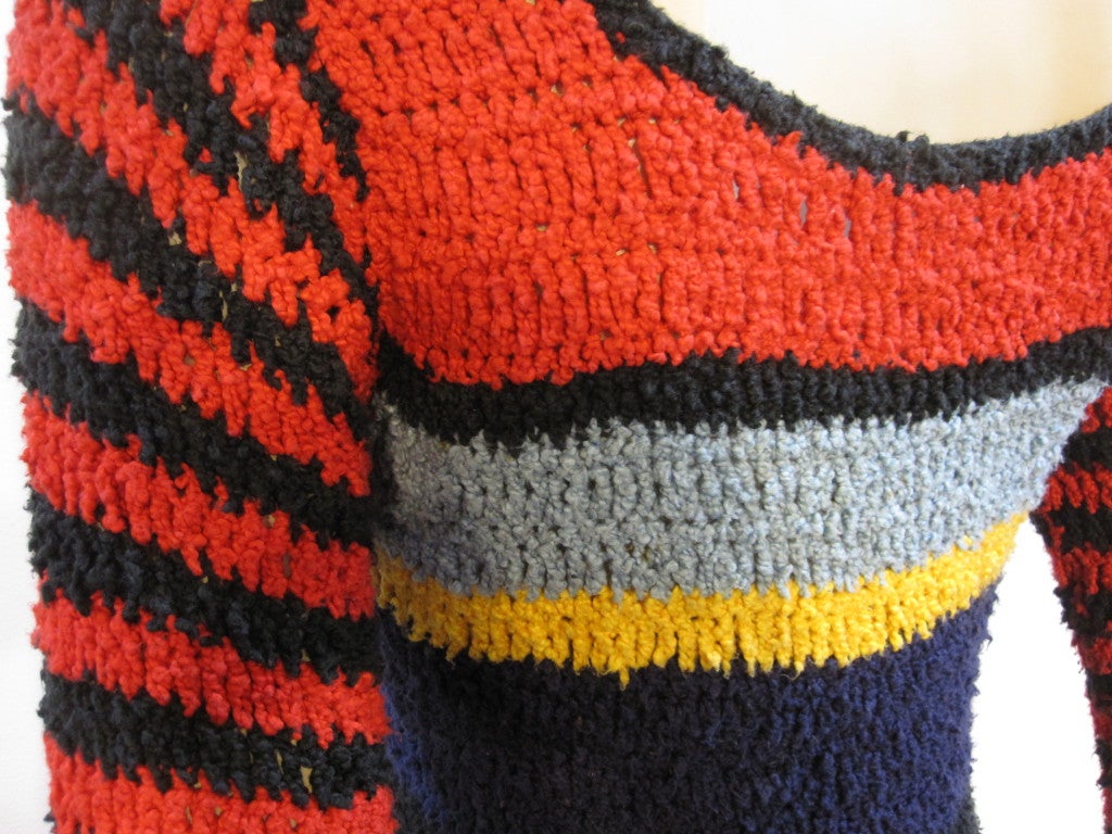 70s Hand-Knit Dress in Bold Graphics at 1stdibs