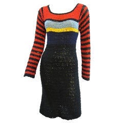 70s Hand-Knit Dress in Bold Graphics